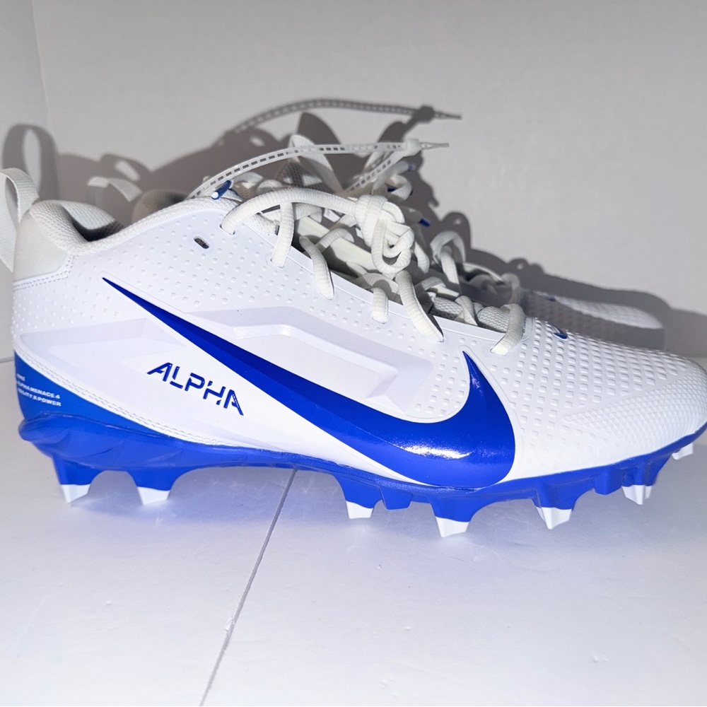 Nike White & Royal Blue Alpha Football Cleats